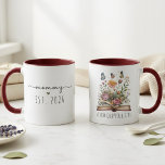 New Chapter Mama Est Literary Feminine Style Mug<br><div class="desc">This ceramic mug features a blooming book illustration combined with refined typography representing a fresh motherhood chapter. The literary design adds warmth to daily routines while the editable est year celebrates a meaningful beginning.</div>