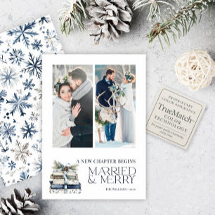 New Chapter Married & Merry Blue Snowflake 2 Photo Holiday Card