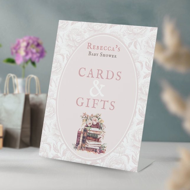 New chapter old books baby shower cards & gifts pedestal sign (Creator Uploaded)