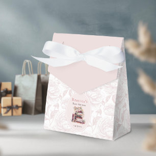 New chapter old books baby shower pale blush peony favor boxes