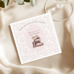 New chapter old books baby shower pale blush peony napkins