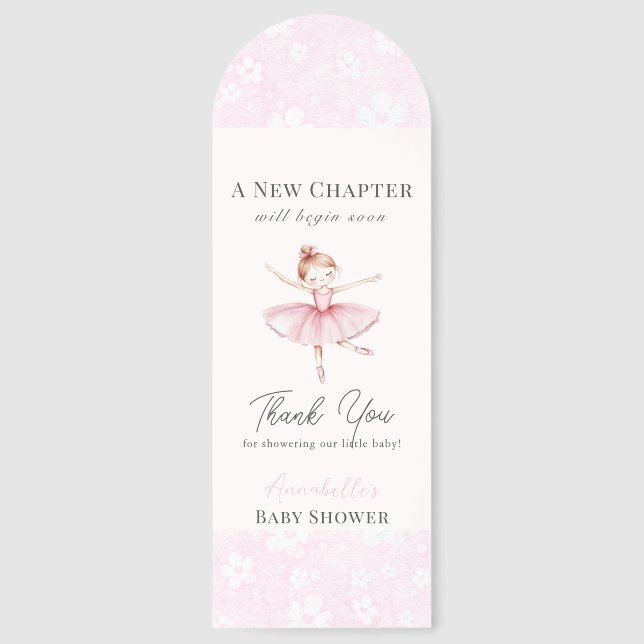 New Chapter pink Baby Shower Ballerina Bookmarks (Front)