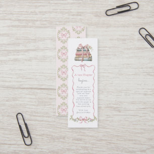 New Chapter Pink Bow Baby Shower Book Bookmark Mini Business Card