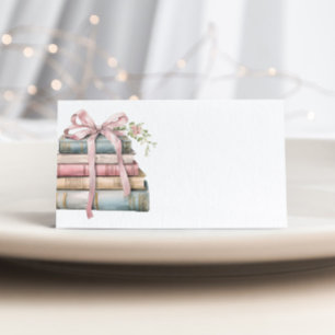 New Chapter Pink Bow Books Baby Shower place card