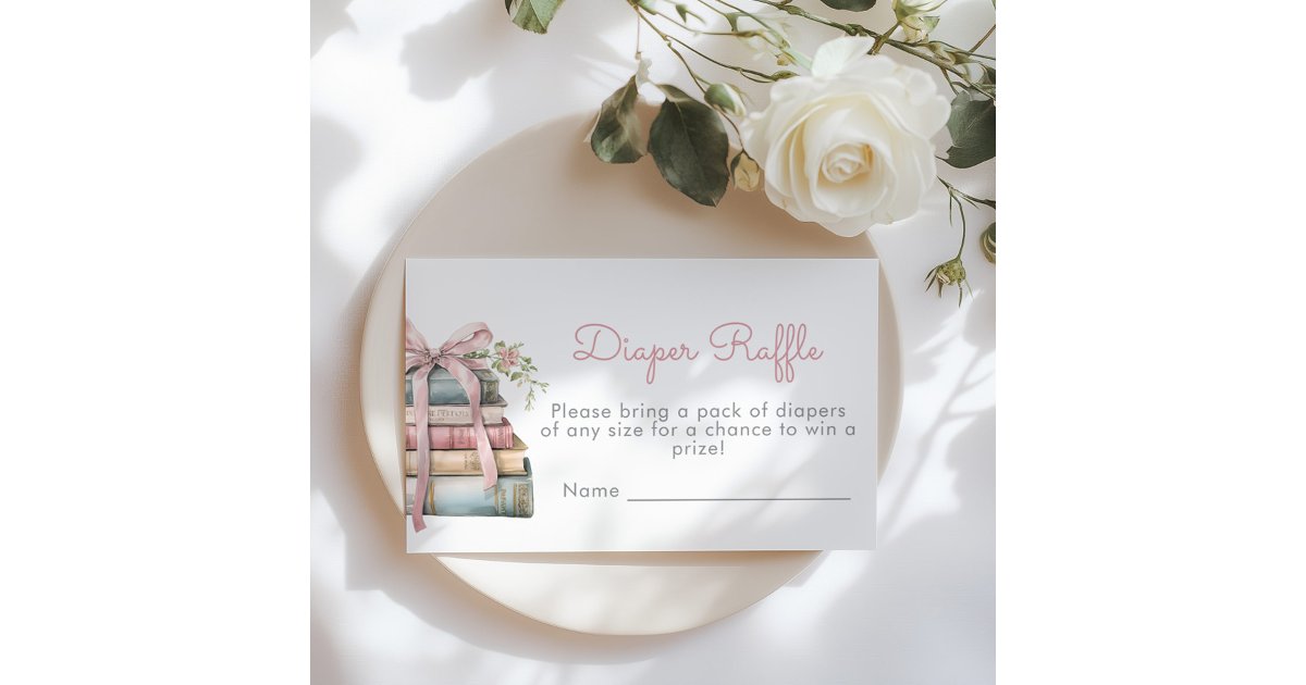 New Chapter Pink Bow Diaper raffle ticket Enclosure Card | Zazzle