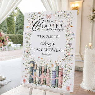 New Chapter Pink Bow Flower Book Baby Girl Shower Foam Board