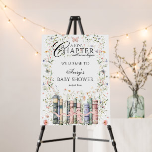 New Chapter Pink Bow Flower Book Baby Girl Shower Foam Board
