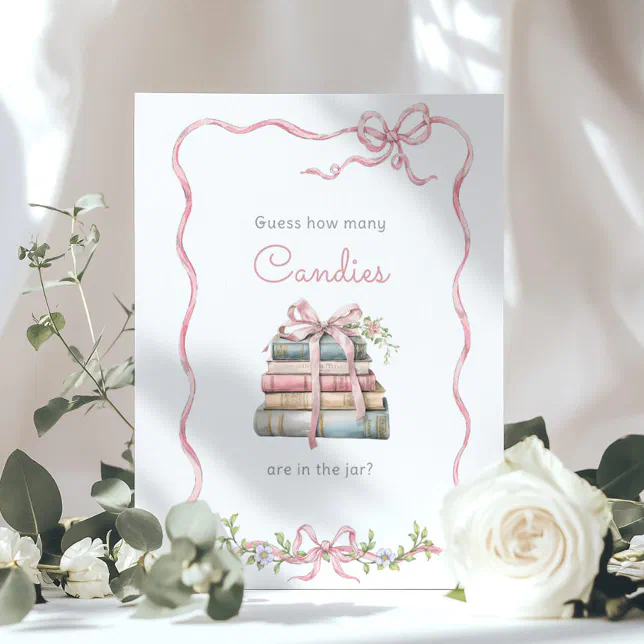 New Chapter Pink bow How many Candies Poster | Zazzle