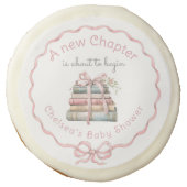 New Chapter Pink bow Storybook Baby Shower Sugar Cookie (Front)