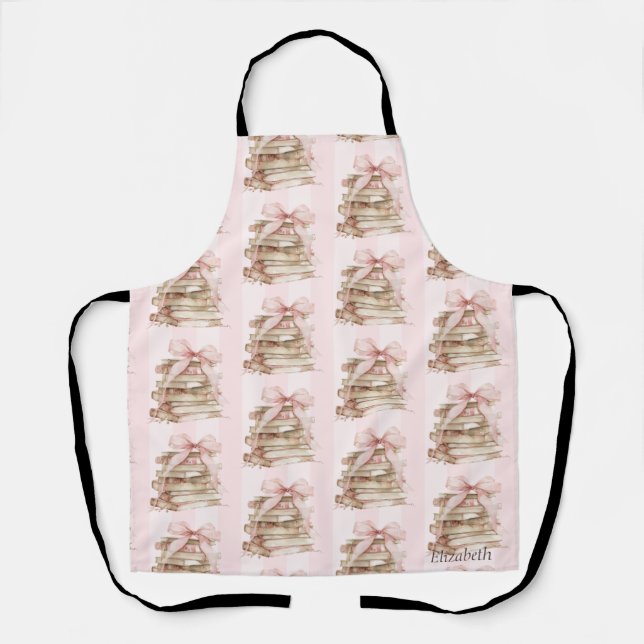 New Chapter Pink Bow Stripes Apron (Front)