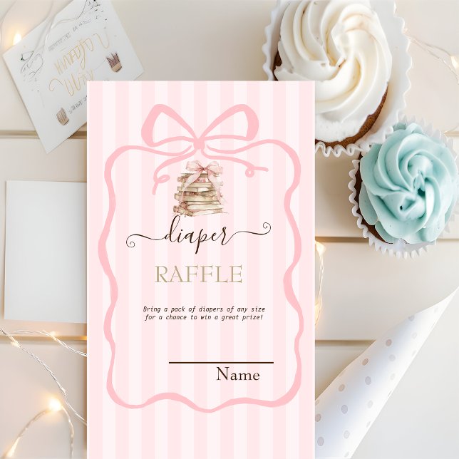 New Chapter Pink Bow Stripes Baby Shower Enclosure Card (Creator Uploaded)