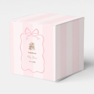 New Chapter Pink Bow Stripes Baby Shower Favor Boxes