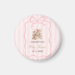 New Chapter Pink Bow Stripes Baby Shower Magnet