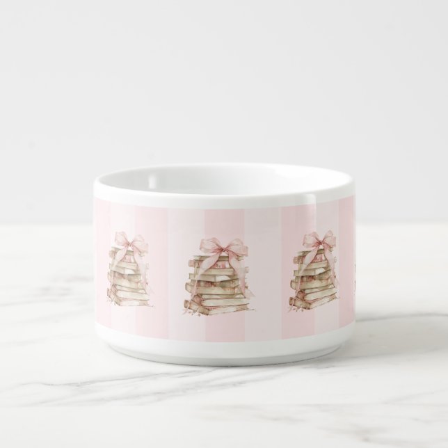 New Chapter Pink Bow Stripes  Bowl (Center)