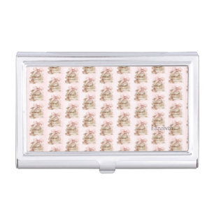 New Chapter Pink Bow Stripes Business Card Case