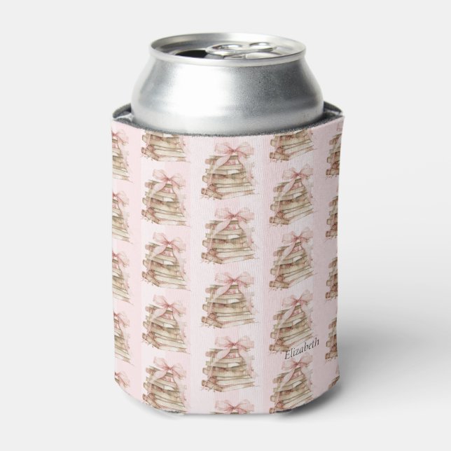 New Chapter Pink Bow Stripes Can Cooler (Can Front)