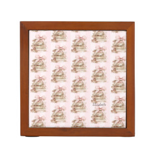 New Chapter Pink Bow Stripes Desk Organizer