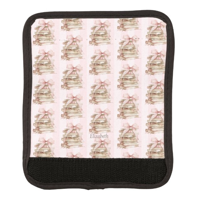 New Chapter Pink Bow Stripes Luggage Handle Wrap (Front)