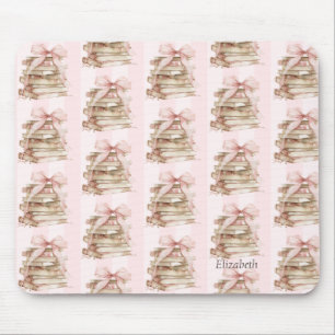 New Chapter Pink Bow Stripes Mouse Pad
