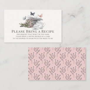 New Chapter Pink Bridal Shower Recipe Request Enclosure Card