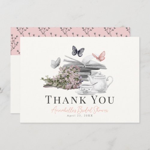 New Chapter Pink Floral Bridal Shower Thank You Note Card