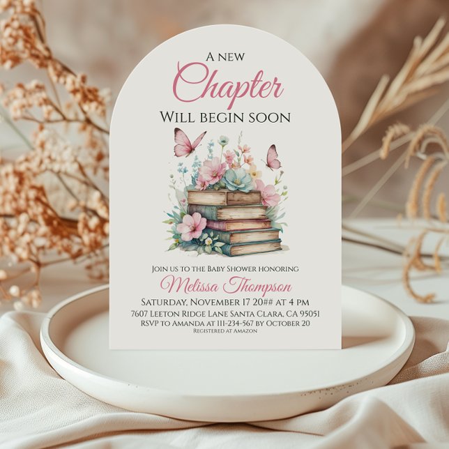 New Chapter Pink Girl Storybook Book Baby Shower Invitation (Creator Uploaded)
