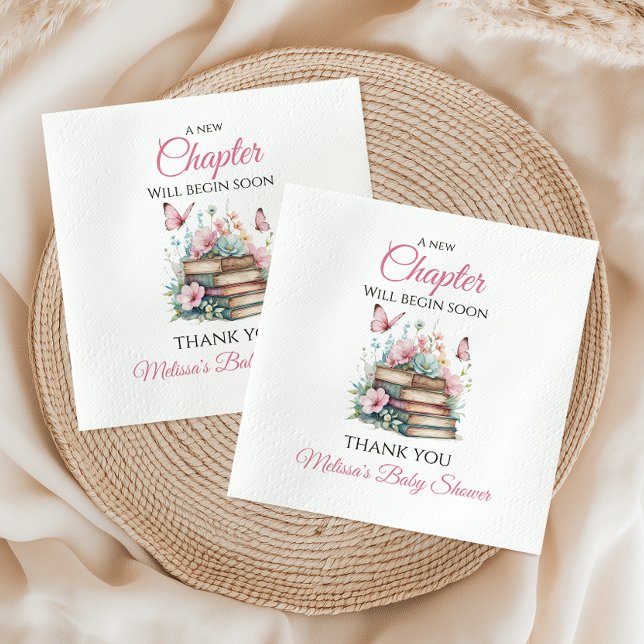 New Chapter Pink Girl Storybook Book Baby Shower Napkins (Creator Uploaded)