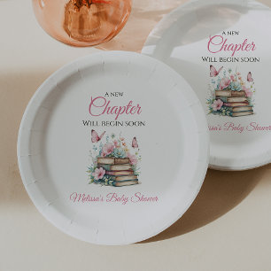 New Chapter Pink Girl Storybook Book Baby Shower Paper Plates