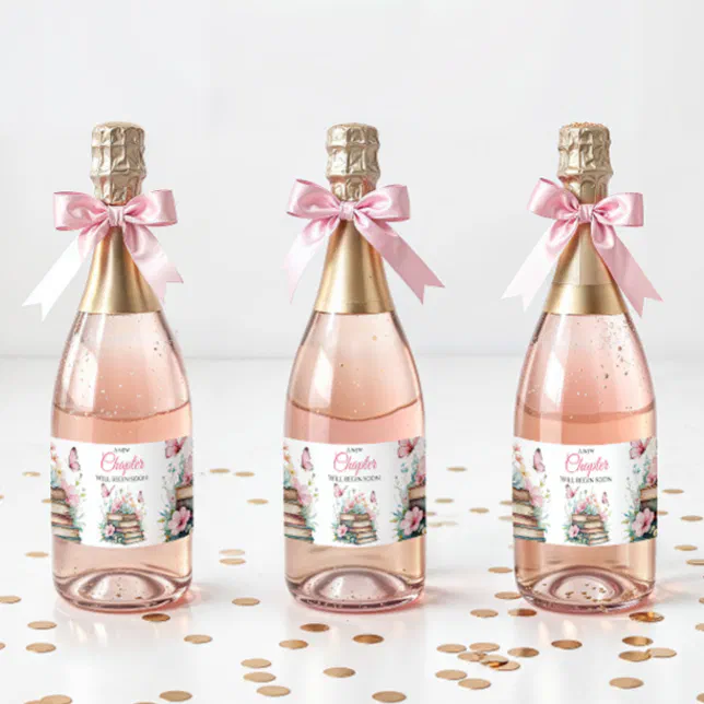 New Chapter Pink Girl Storybook Book Baby Shower Sparkling Wine Label ...
