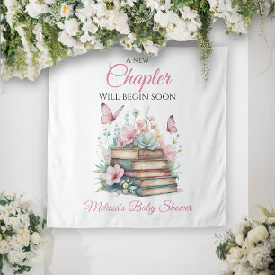 New Chapter Pink Girl Storybook Book Baby Shower Tapestry