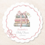 New Chapter pink ribbon Bow girl baby shower Paper Coaster<br><div class="desc">New Chapter pink ribbon Bow girl baby shower Paper Coaster 
Matching items are available.</div>