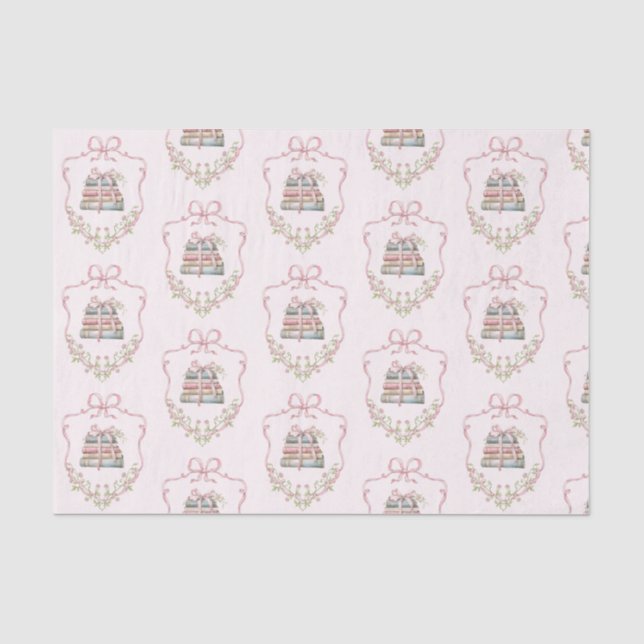 New chapter pink ribbon Bow Vintage baby shower Tissue Paper (Front)