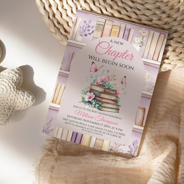 New Chapter Pink Storybook Girl Book Baby Shower Invitation (Creator Uploaded)