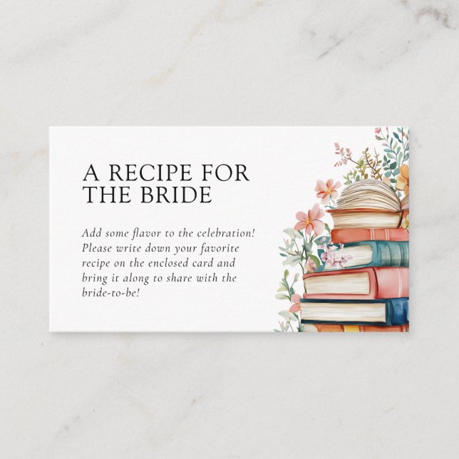 New Chapter Recipe Request Bridal Shower  Enclosure Card (Front)