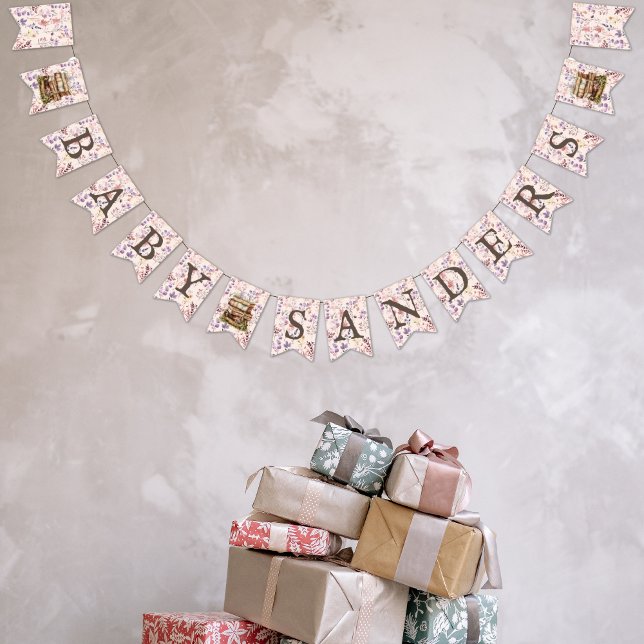 New Chapter - Stack of books wildflowers 'Baby X' Bunting Flags (Creator Uploaded)