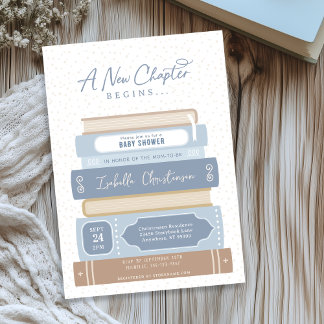 New Chapter Stacked Books Storybook Baby Shower Invitation