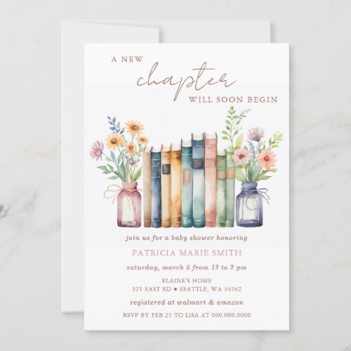 New Chapter Story book Gender Neutral Baby Shower Invitation