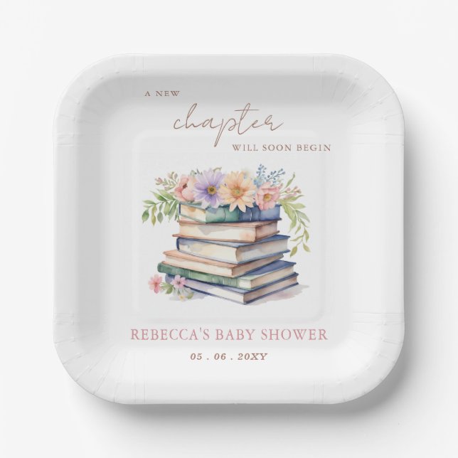 New Chapter Story book Gender Neutral Baby Shower Paper Plates (Front)