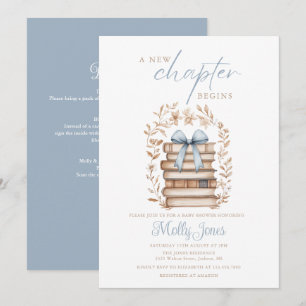 New Chapter Storybook Blue Baby Shower All In One Invitation