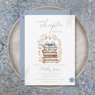 New Chapter Storybook Blue Bow Baby Shower Invitation