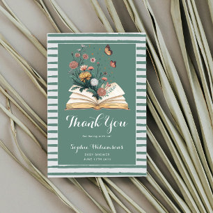 New Chapter Storybook Book Flowers Baby Shower  Thank You Card