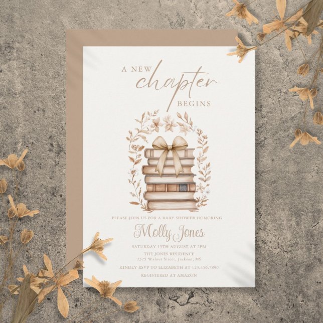 New Chapter Storybook Bow Baby Shower Invitation (New Chapter Storybook Bow Baby Shower Invitation)