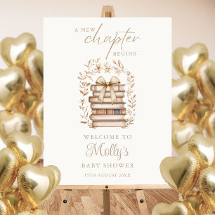 New Chapter Storybook Bow Baby Shower Welcome Sign
