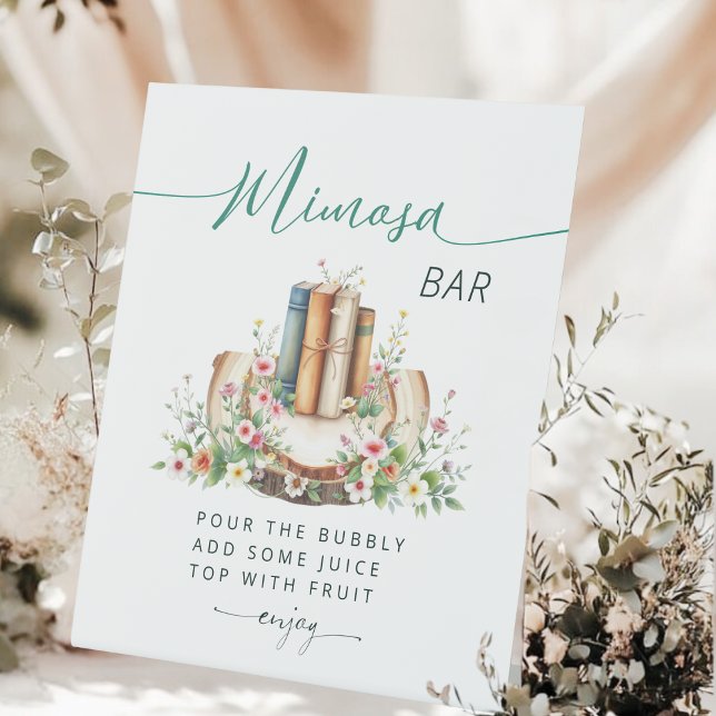 New Chapter Storybook Mimosa Bar Bridal Shower  Pedestal Sign (Creator Uploaded)