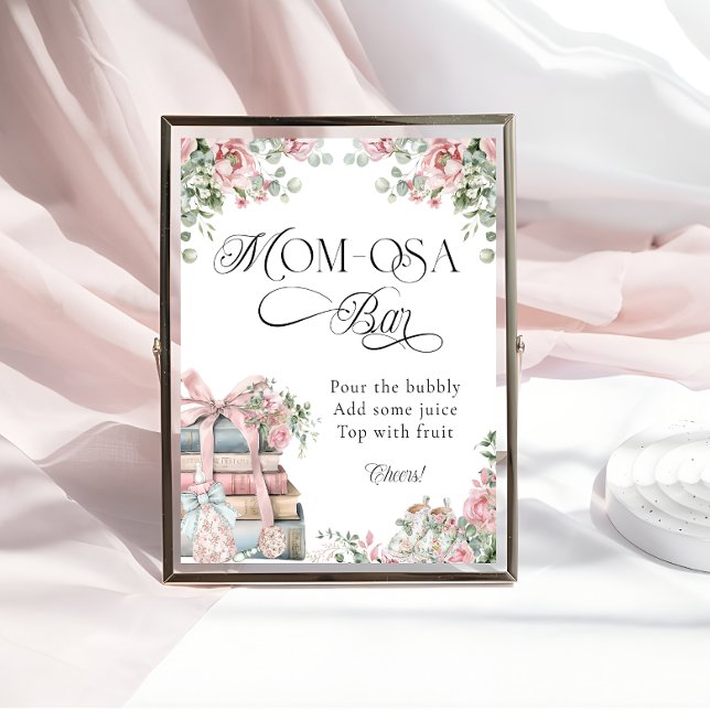 New Chapter Storybook Pink Floral Mom-osa Bar Poster (Creator Uploaded)