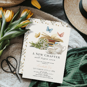 New Chapter Tea Set Butterflies Book Baby Shower Invitation