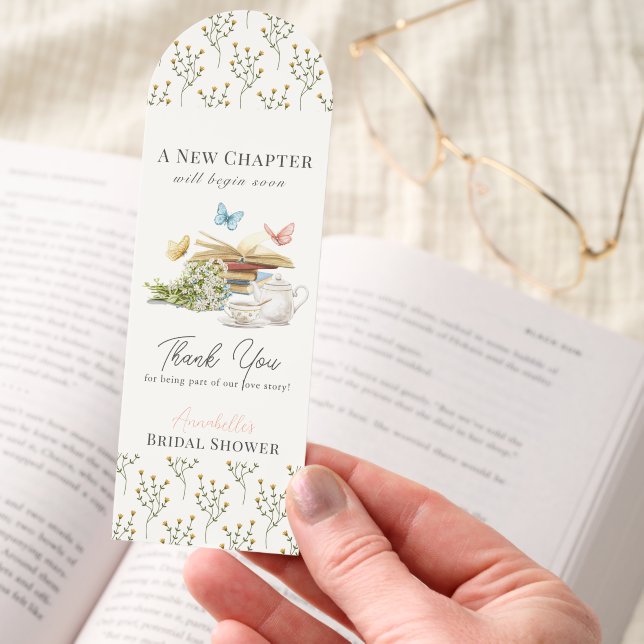 New Chapter Tea Set Butterflies Book Bridal Shower Bookmarks (Hand)