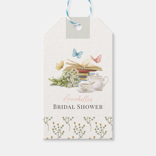 New Chapter Tea Set Butterflies Book Bridal Shower Gift Tags
