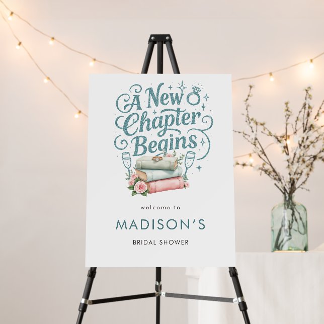 New Chapter Teal Glitter Welcome bridal Shower Foam Board (In Situ (Stand))