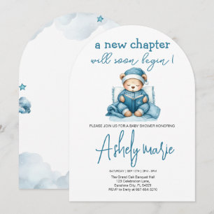 New Chapter Teddy blue boy baby shower Bear Invitation